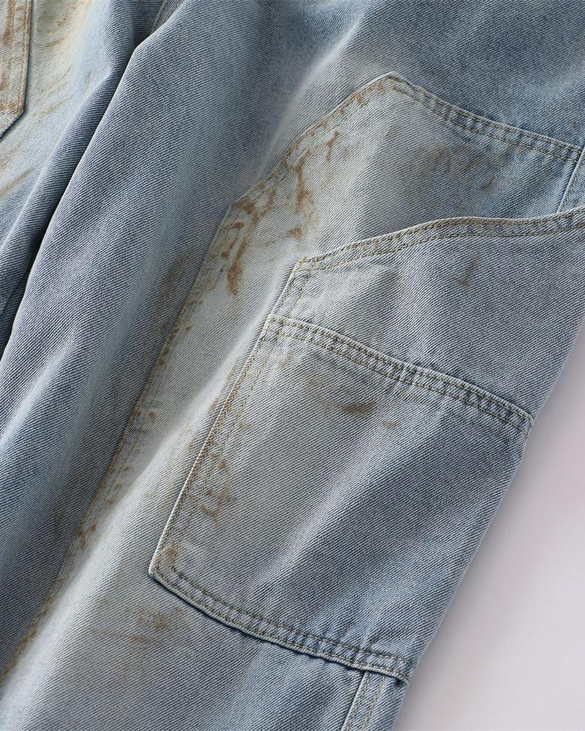 做舊破洞牛仔長褲