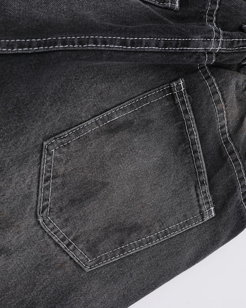 水洗直筒牛仔褲