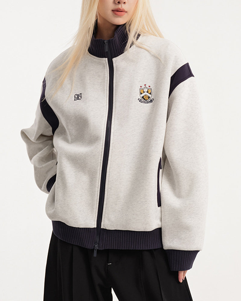 撞色學院風立領外套