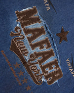 Gradient denim washed short-sleeved shirt