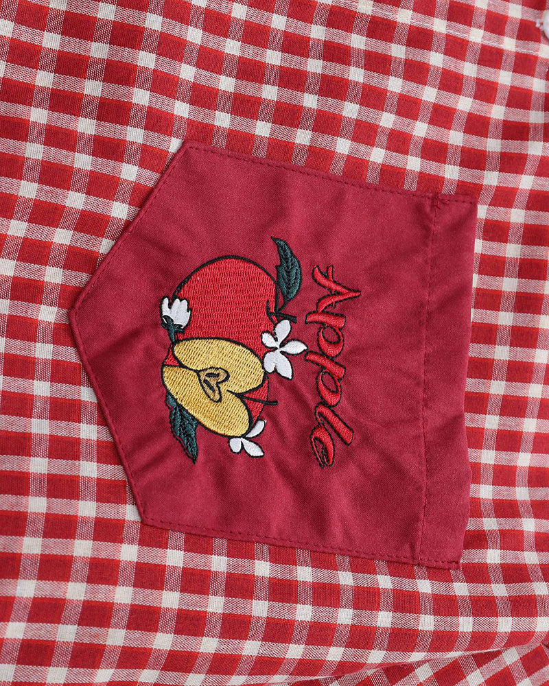 復古格紋短袖襯衫