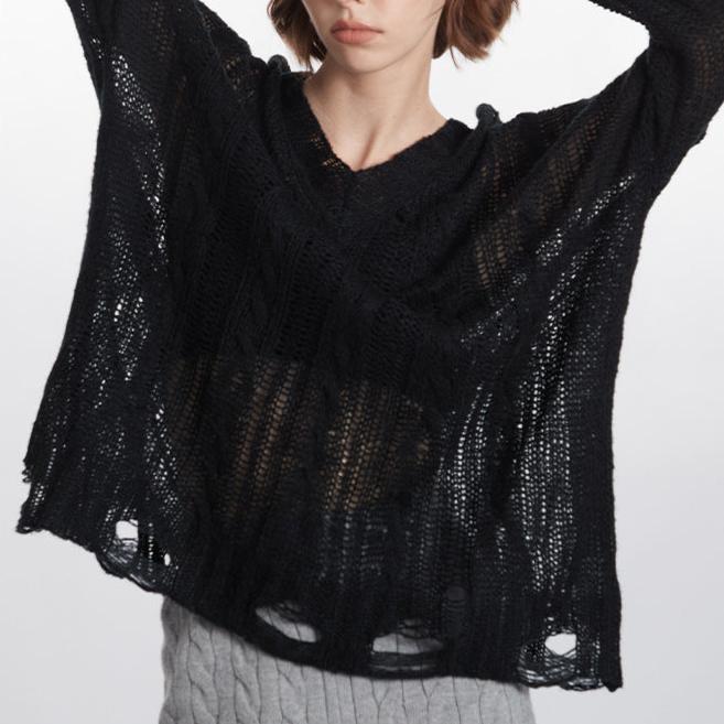 Lazy hollow knitted sweater (women's style)