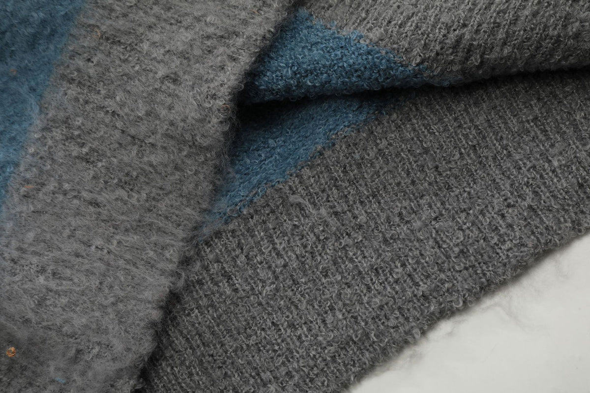 Retro hooded colorblock pullover sweater