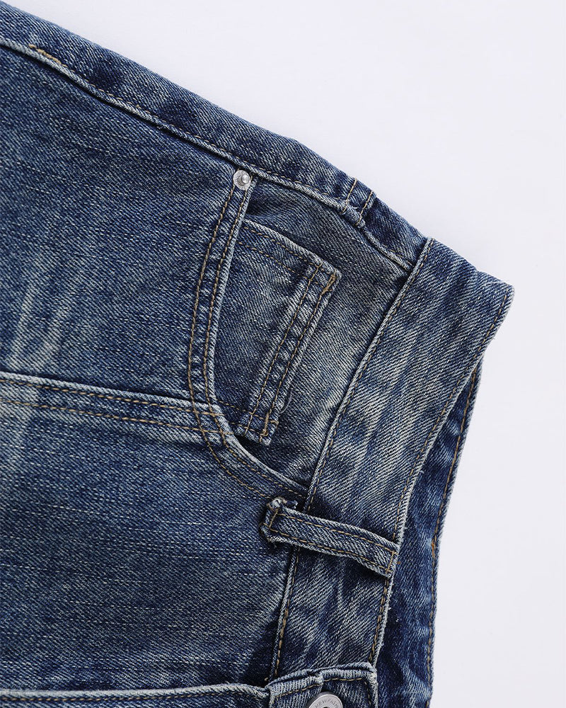 Vintage washed denim shorts