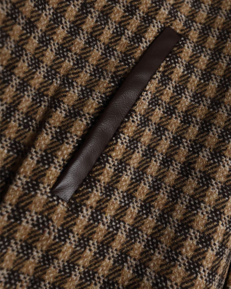 Retro color-blocked lapel coat