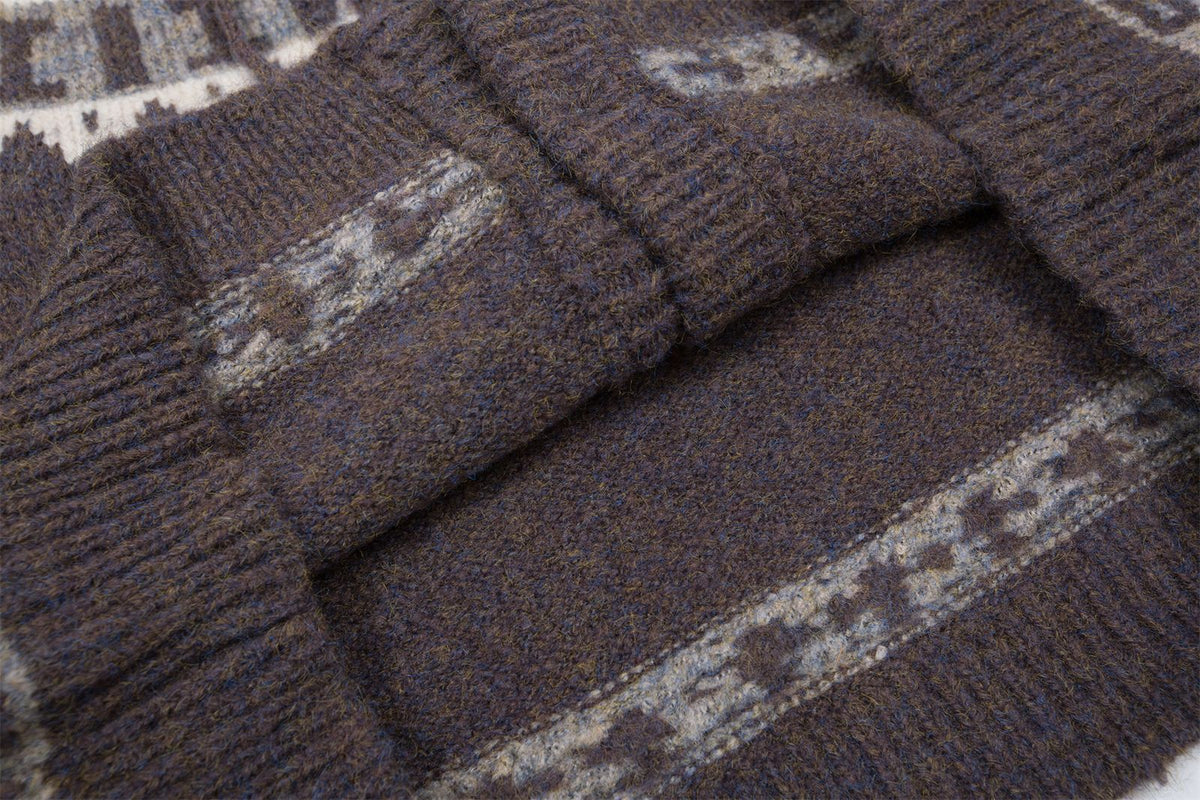 vintage horn button hooded cardigan