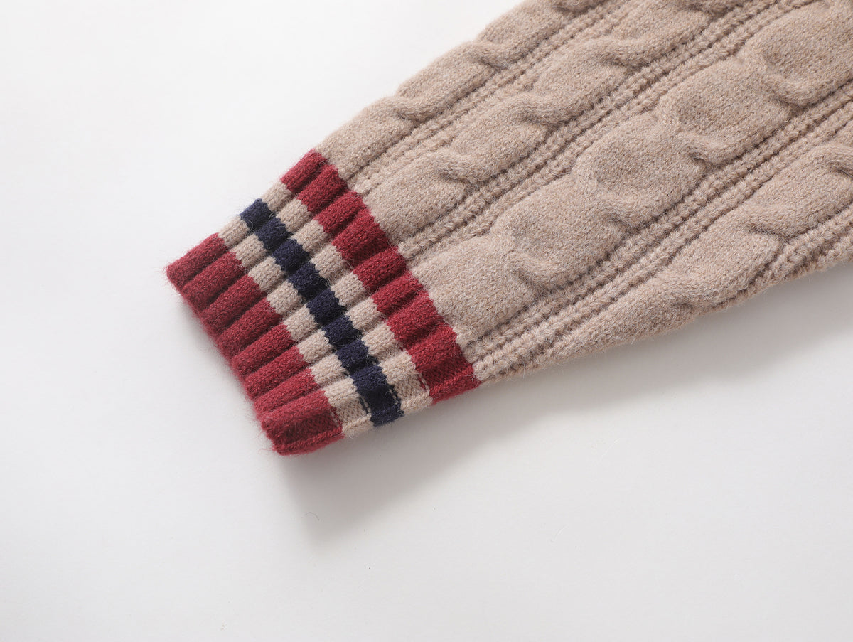 復古撞色套頭毛衣