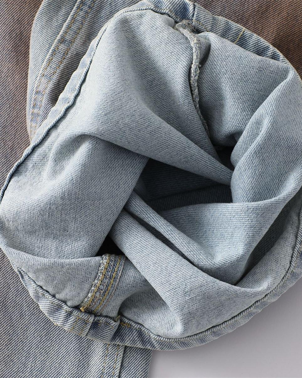 水洗休閑直筒牛仔褲