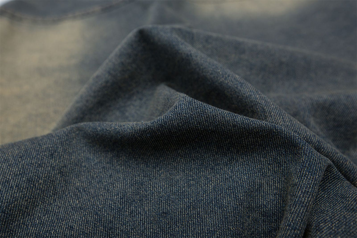 vintage distressed embroidered denim shirt