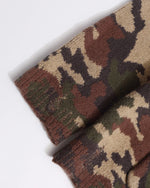 camouflage hooded knit cardigan with fur collar