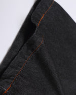 Paneled embroidered denim shirt