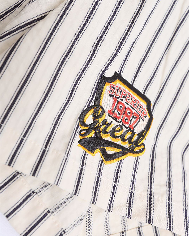 Lettering striped short-sleeved shirt