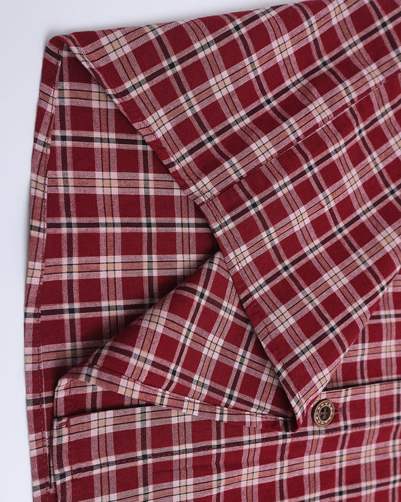 Gradient plaid short-sleeved shirt