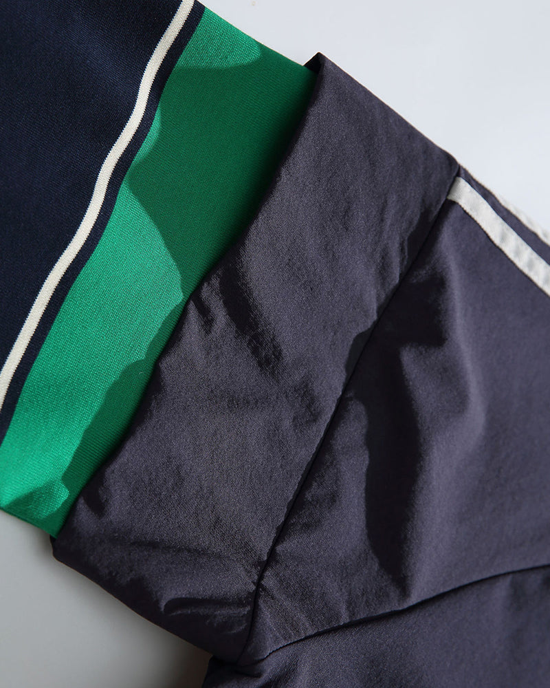 Color-blocked faux two-piece long-sleeved sports top