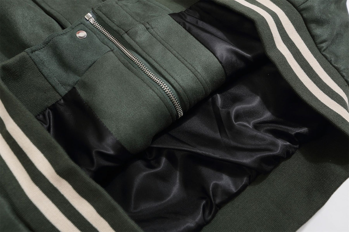 復古做舊撞色拼接夾克