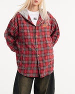 Paneled Check Hooded Shirt