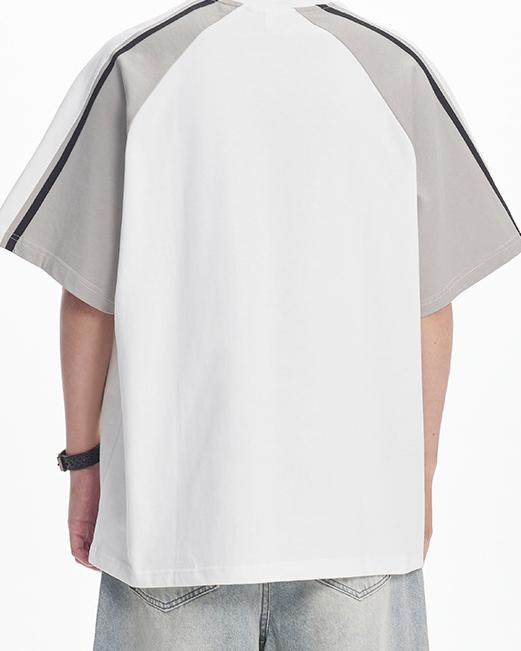 Colorblocked round neck short sleeves