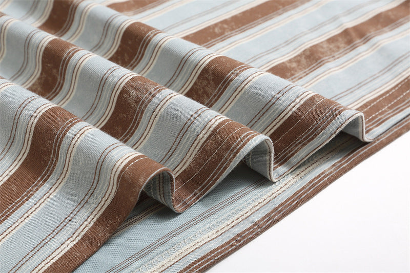 復古條紋情侶撞色polo衫