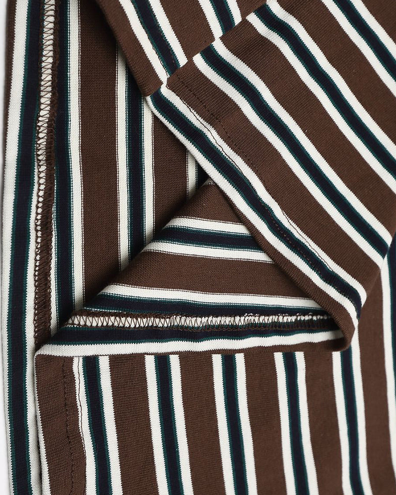 Embroidered contrast striped long sleeves