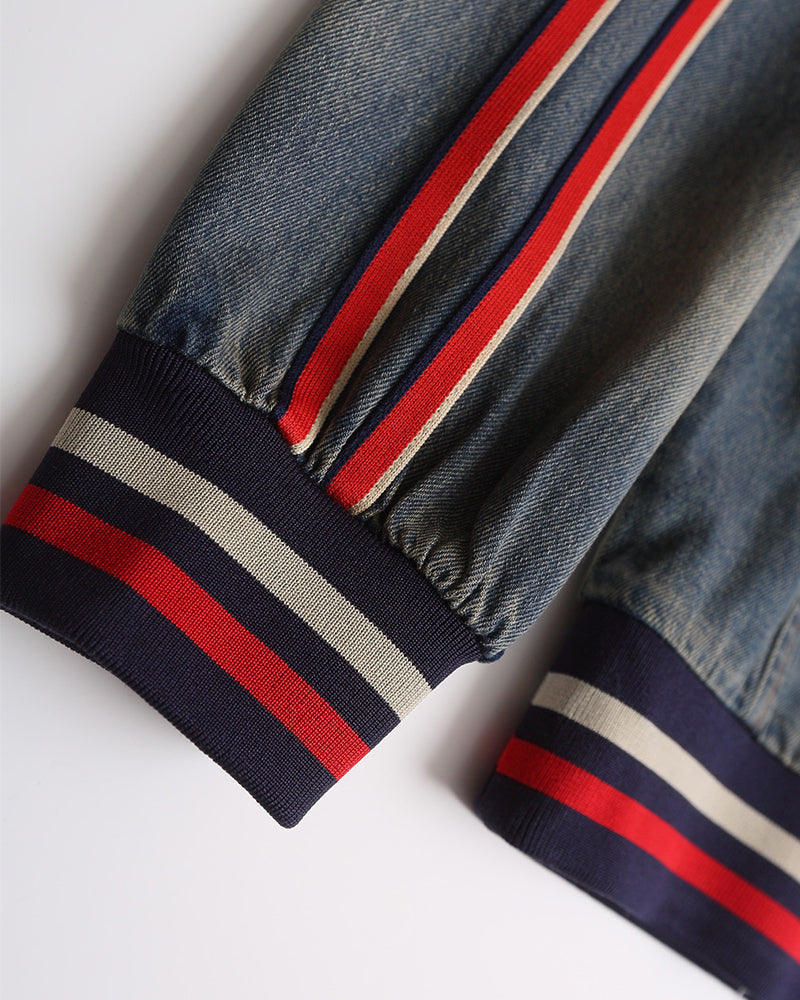 復古水洗刺綉牛仔衛衣