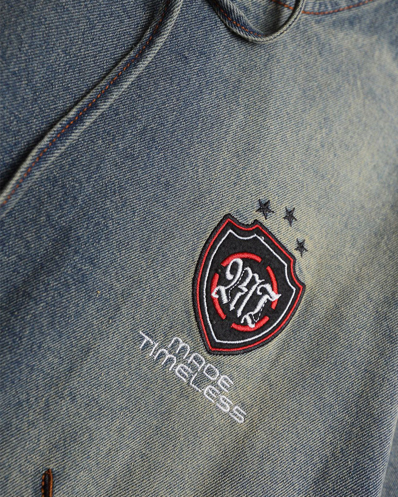 刺綉牛仔連帽衛衣