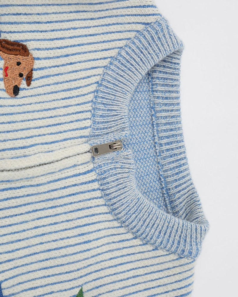 귀여운 강아지 자수 스웨터