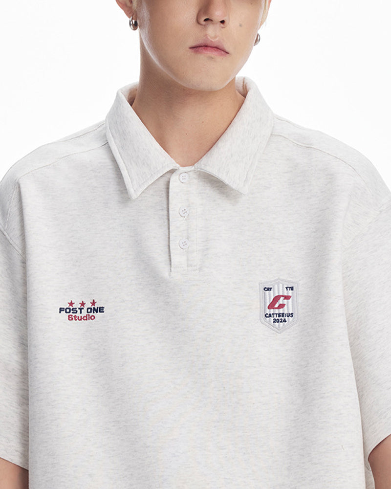 Retro solid color polo short sleeve