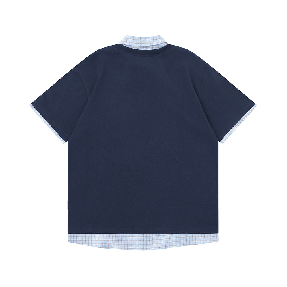 가짜 투피스 스플라이스 반팔 셔츠