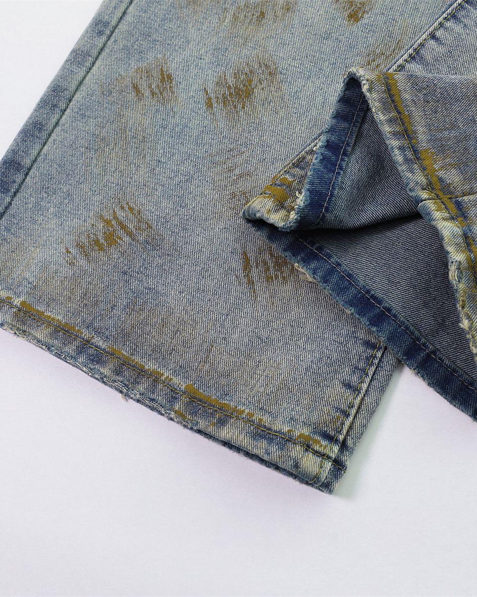 休閑直筒牛仔褲