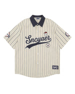 레트로 세로줄무늬 반팔셔츠