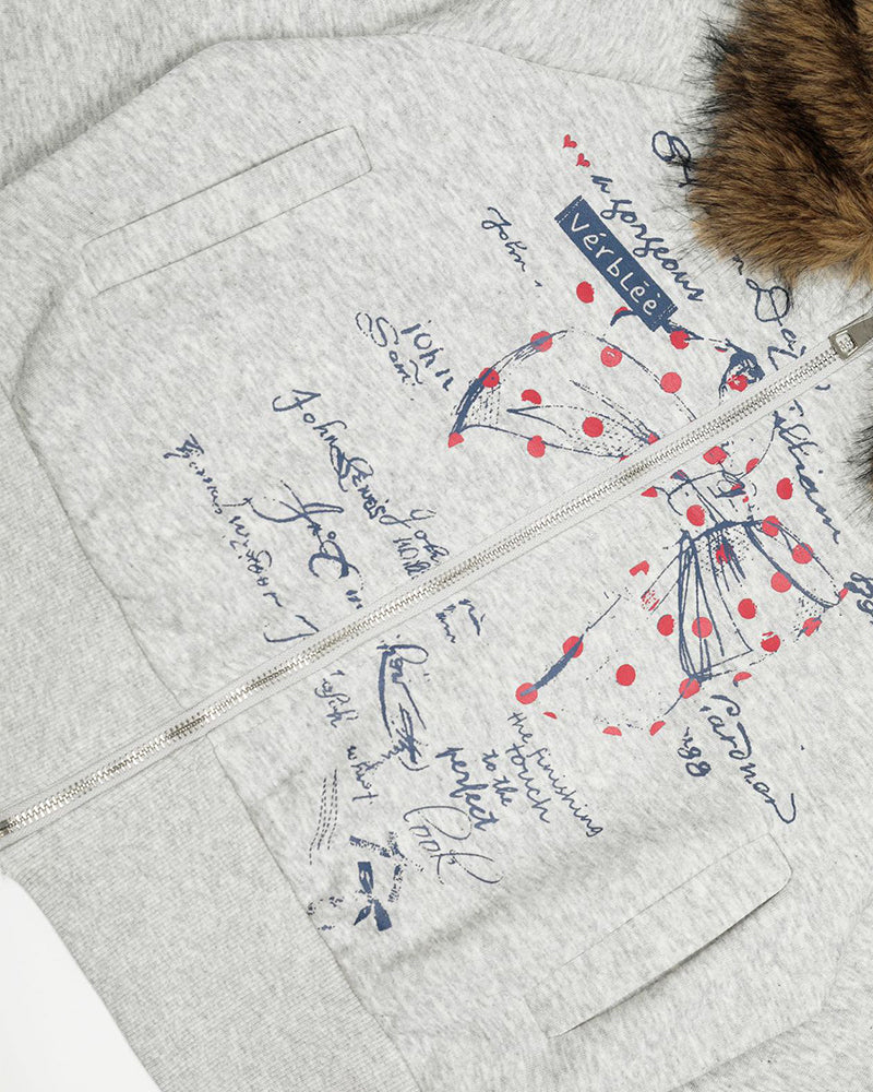 Retro hooded sweatshirt jacket