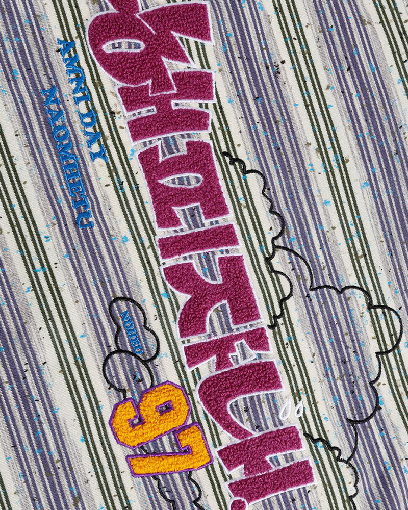 대조적인 줄무늬 짧은 소매