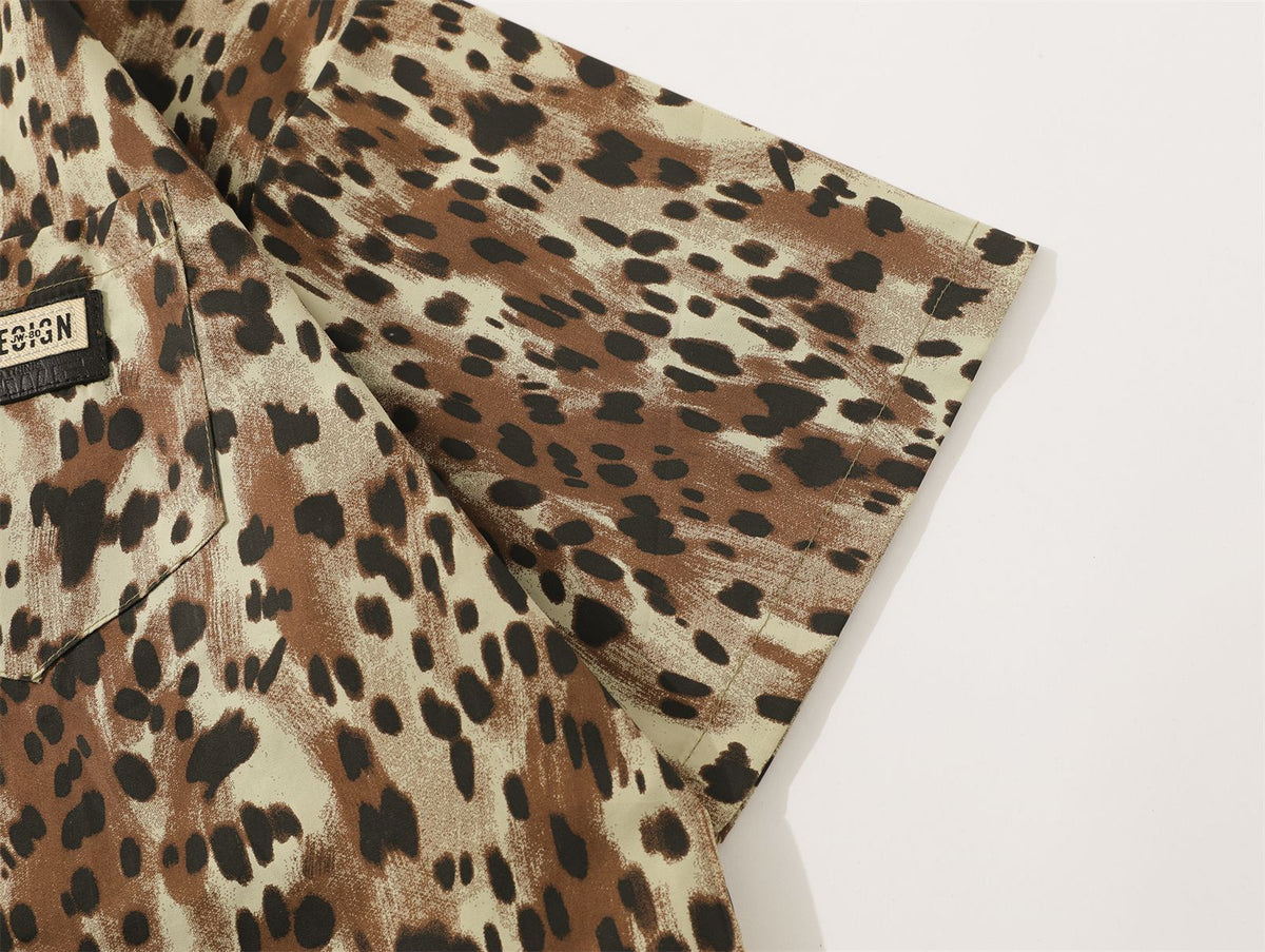 Vintage leopard print short sleeve shirt