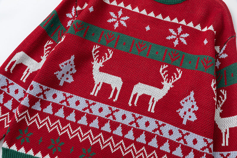復古情侶聖誕拼色毛衣