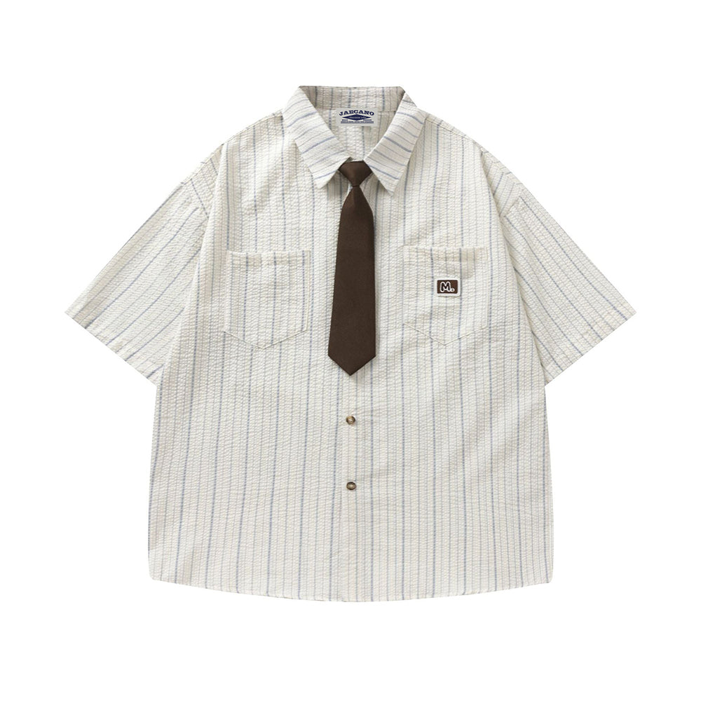 Retro striped shirt with tie