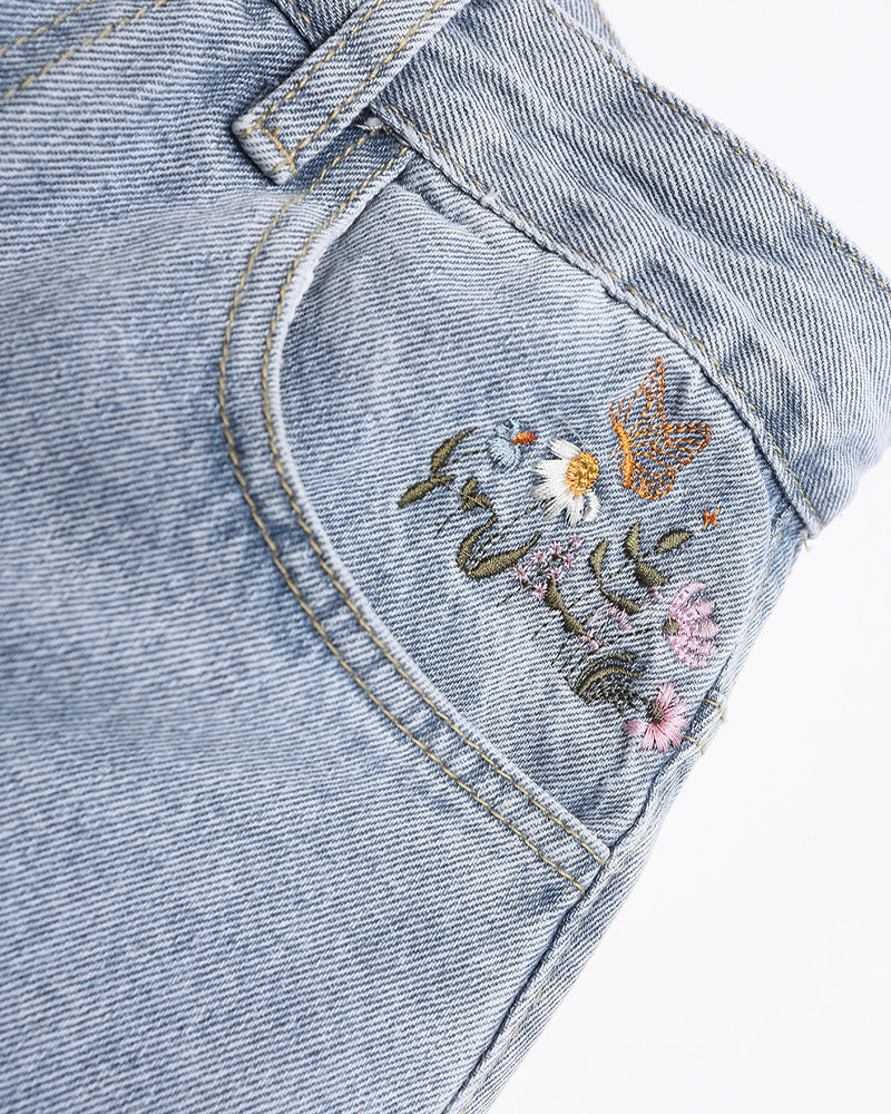 Washed straight jeans