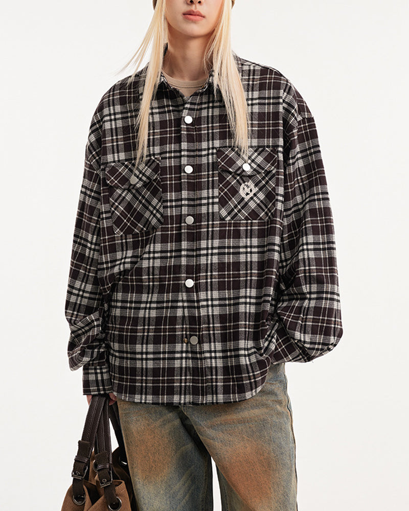 vintage plaid long sleeve shirt