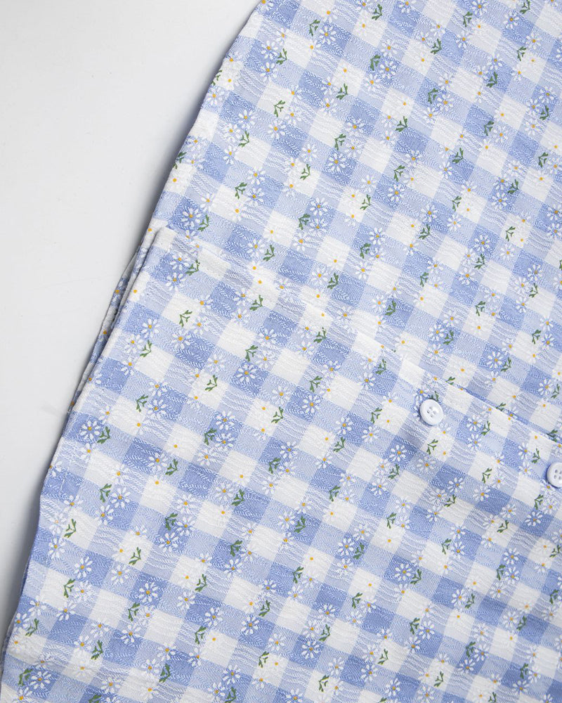 Badge Plaid Short Sleeve Shirt