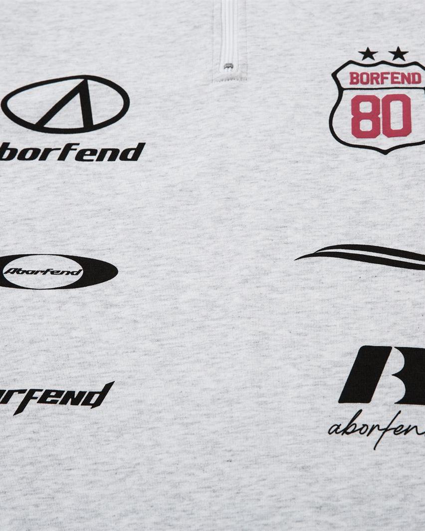 Lettering print half-zip short sleeves