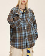 復古格子長袖襯衫