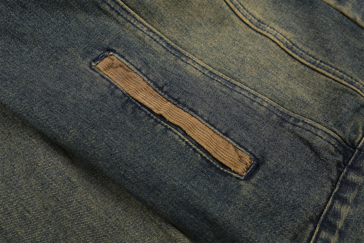 Retro washed distressed denim jacket