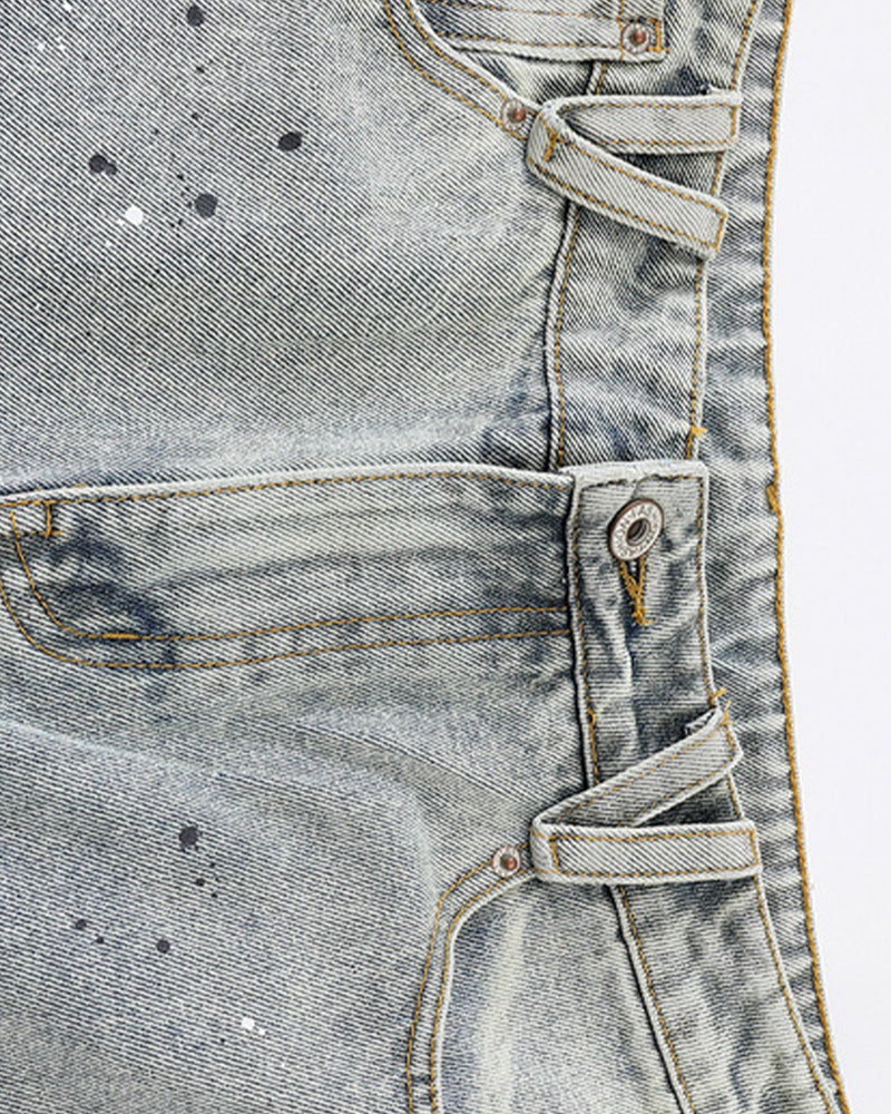 Distressed washed shorts