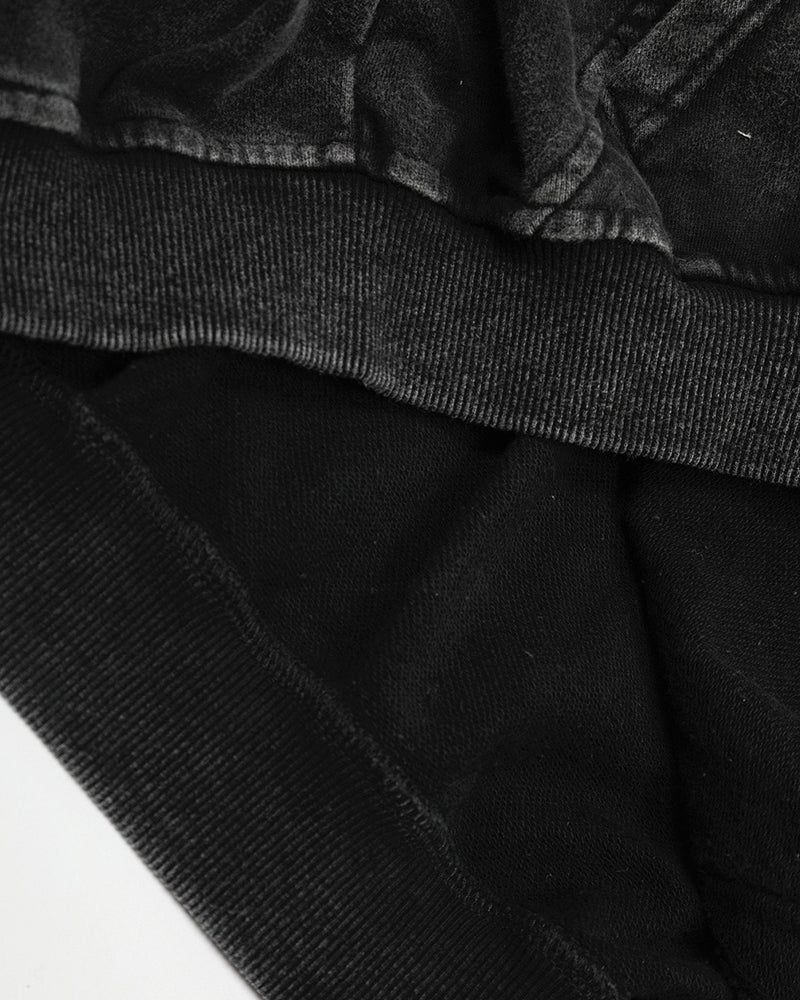 워시드 블랙 디스트레스드 커플 재킷