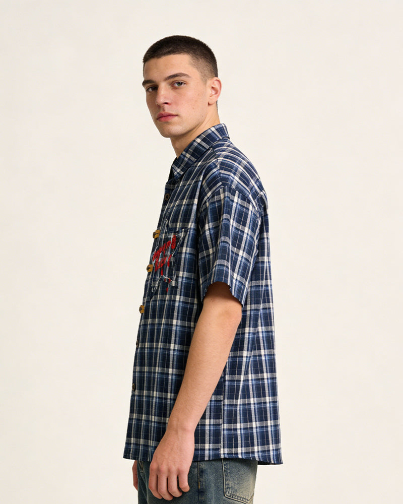 復古星星短袖襯衫