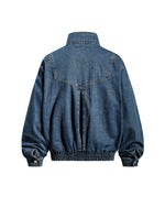 Washed stand-up collar denim jacket