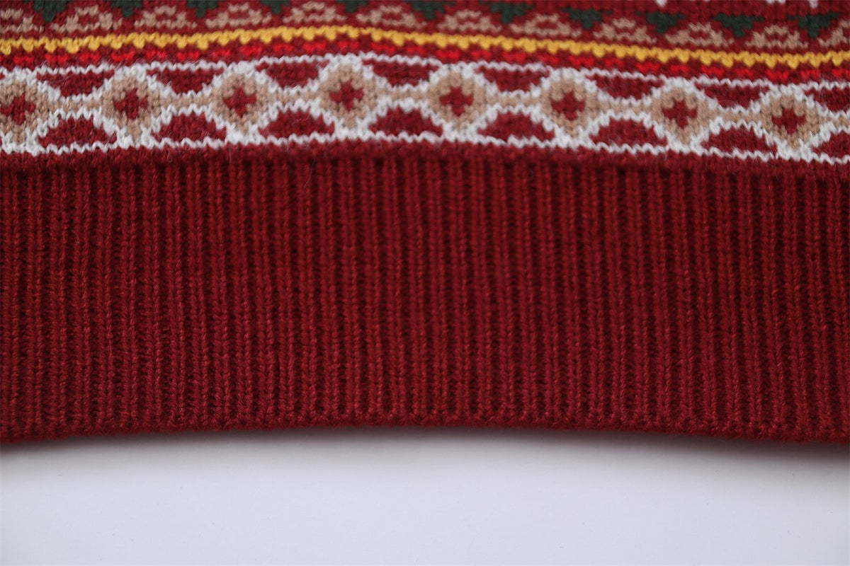 Vintage jacquard crew neck sweater