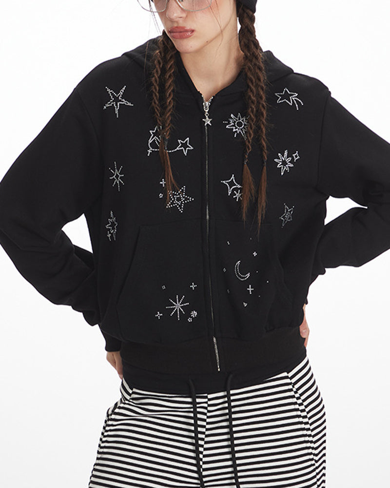 燙鉆連帽衛衣外套