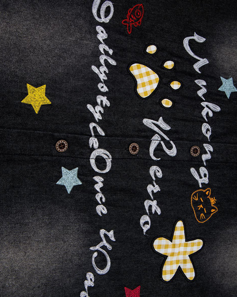 格紋做舊短袖襯衫