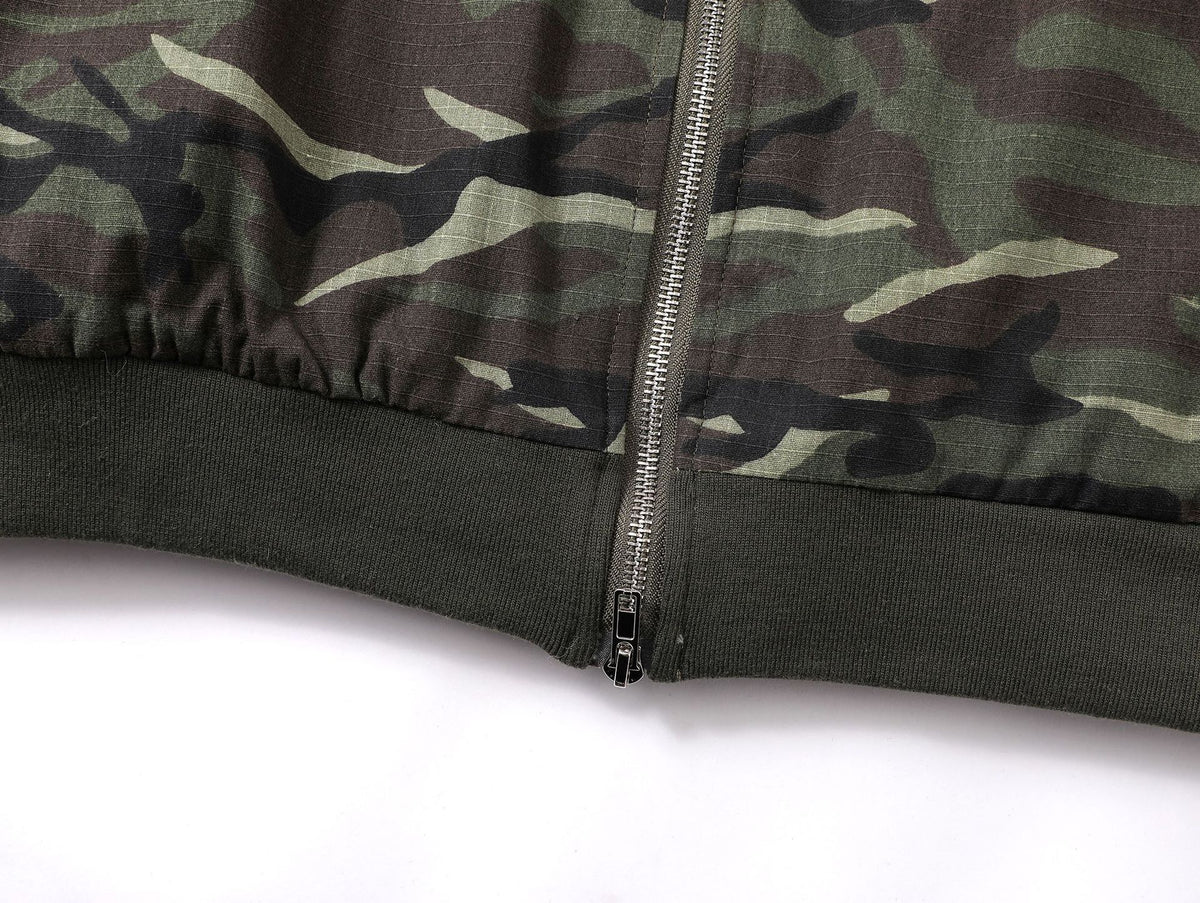 Retro reversible hooded cotton jacket