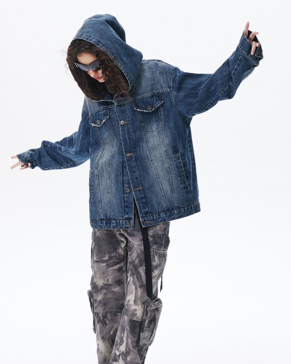 vintage denim hooded jacket